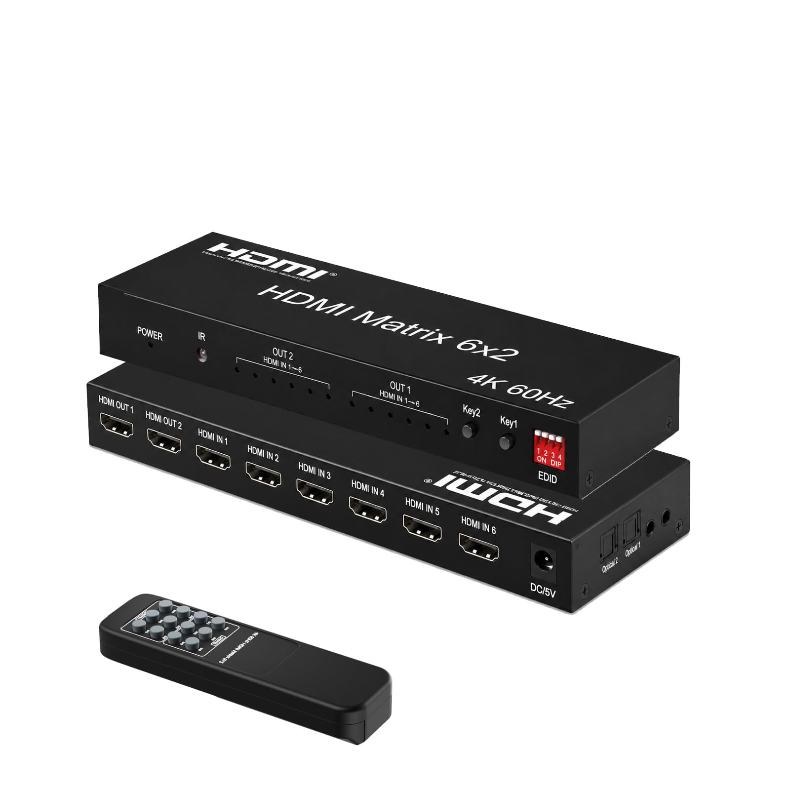 Amazon | HDMI 2.0 マトリックス スイッチ 6入力2出力 4K@60Hz 手動